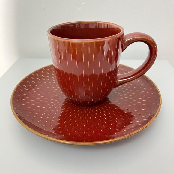 Salad Plate and Mug‎ Stitch Brick Red  by Ruff Hewn - Picture 1 of 5